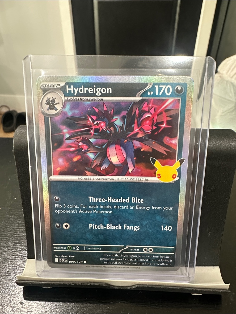 Pokemon 30th Anniversary Hydreigon Collectible Card Sleeve Display